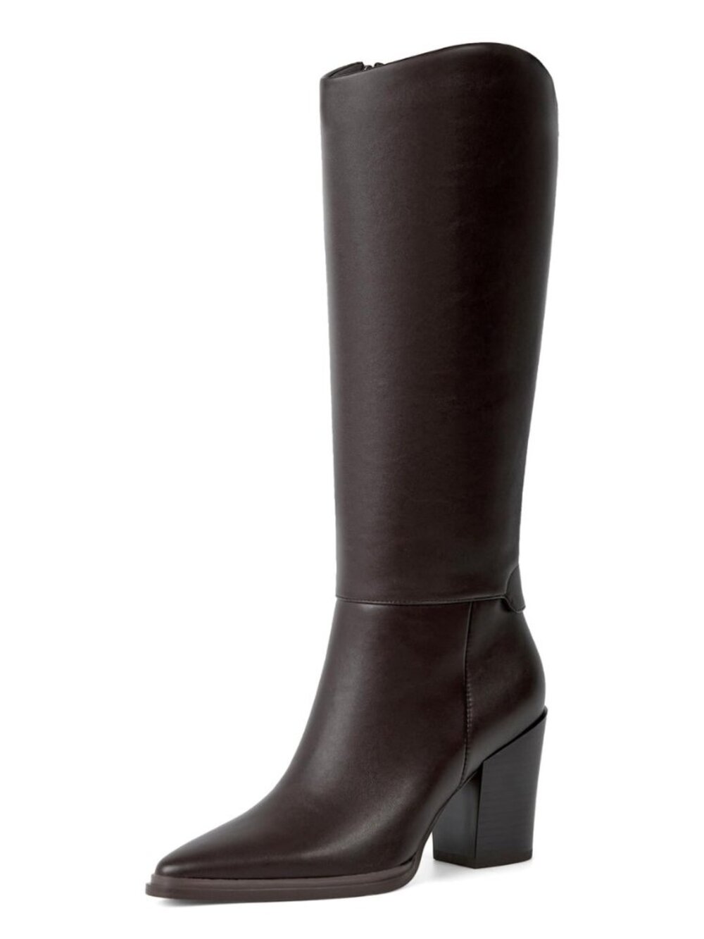 Knee High Boots Women Pointed Toe Chunky Heel Tall Boots